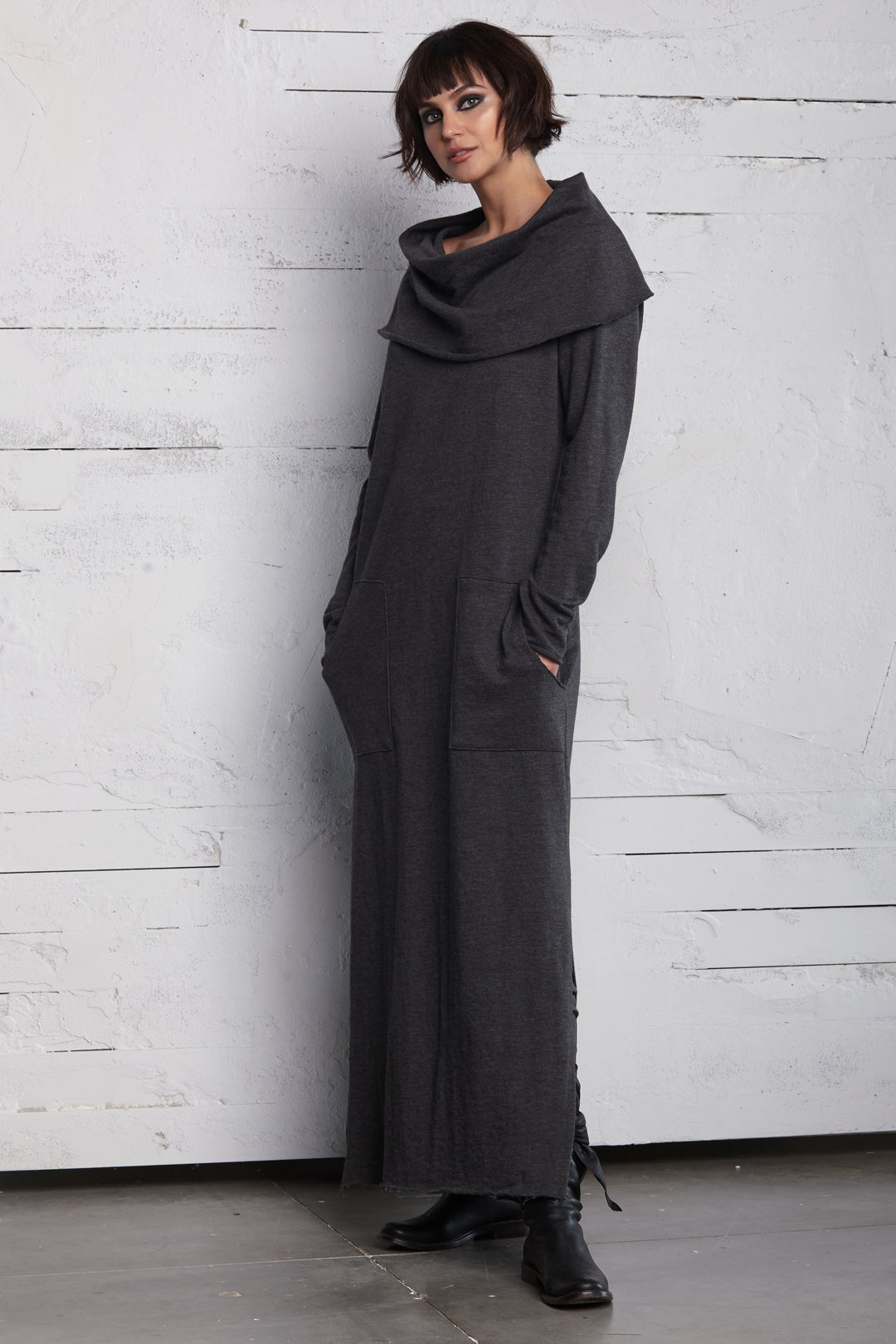 French Terry Long Cowl Dress