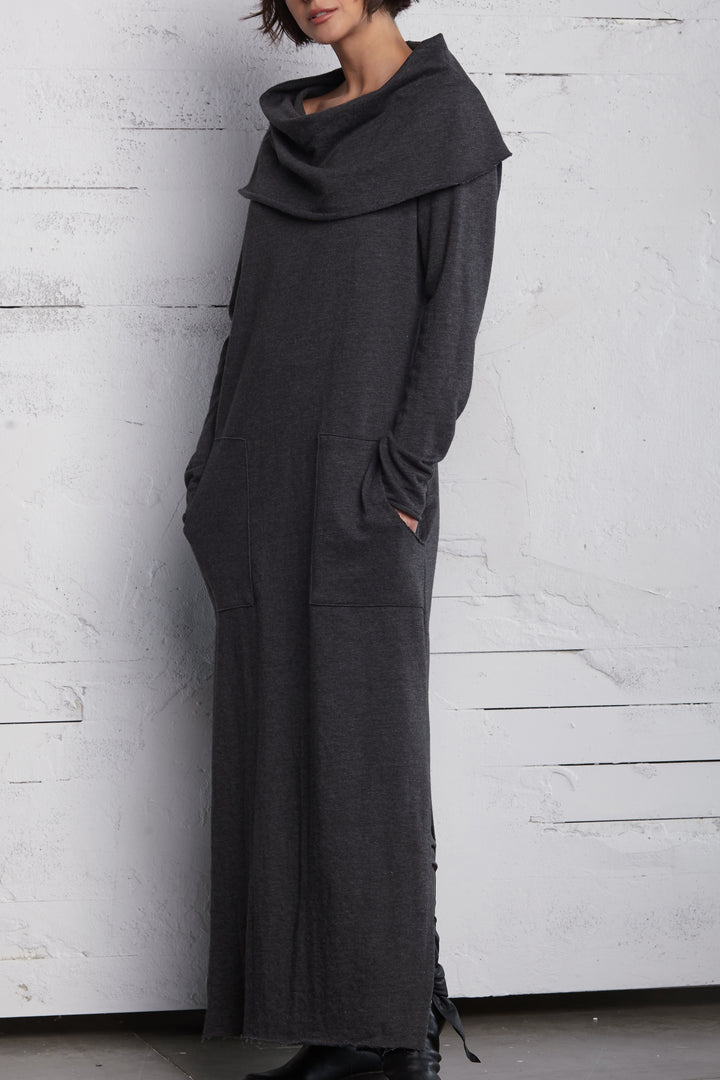 French Terry Long Cowl Dress