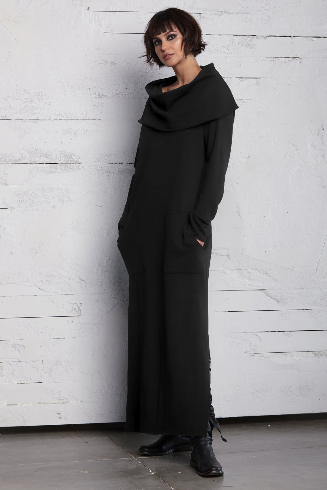 French Terry Long Cowl Dress