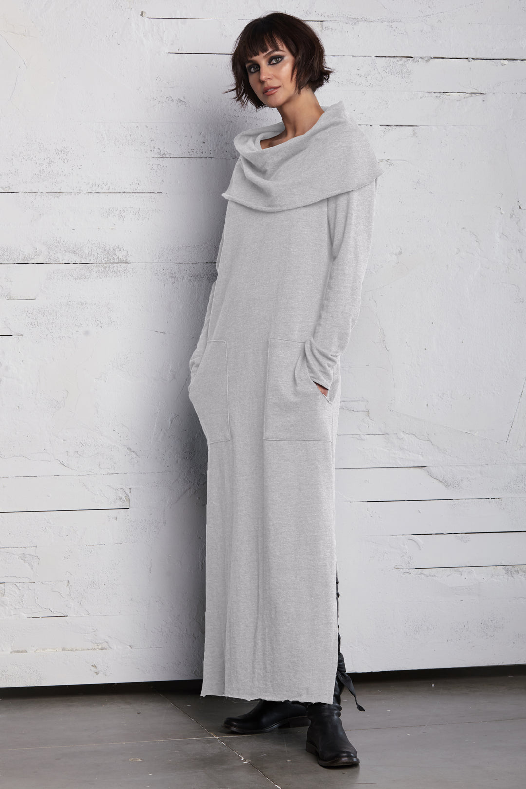 French Terry Long Cowl Dress