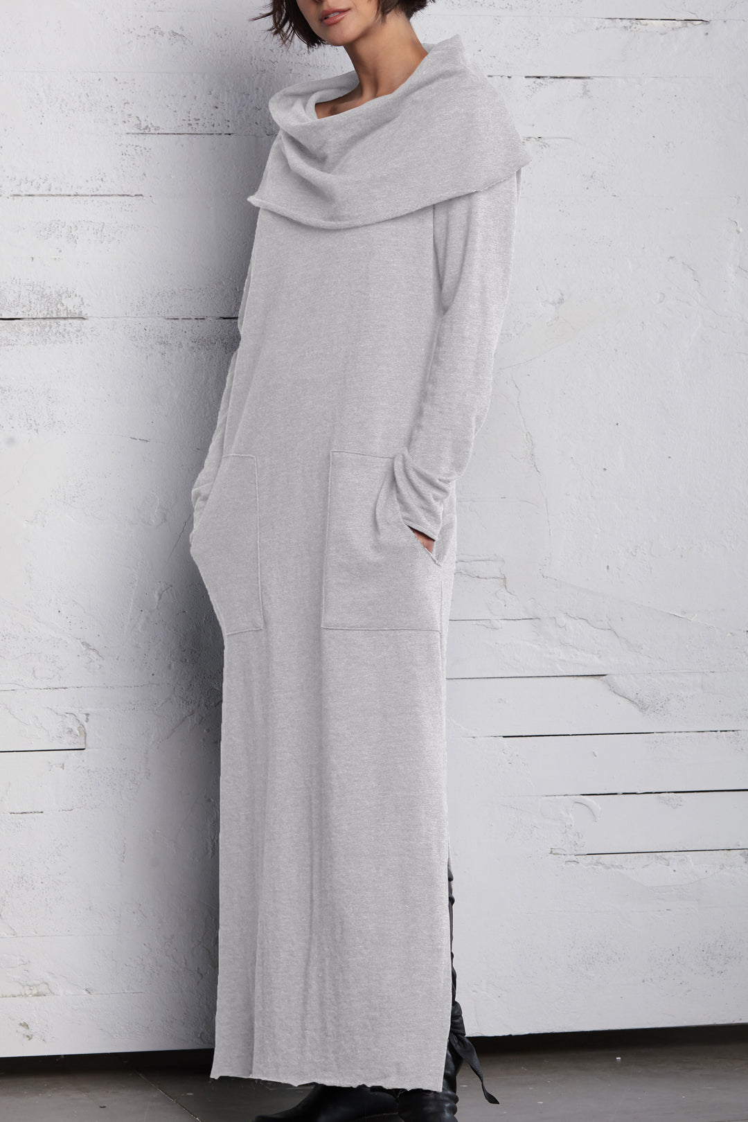 French Terry Long Cowl Dress