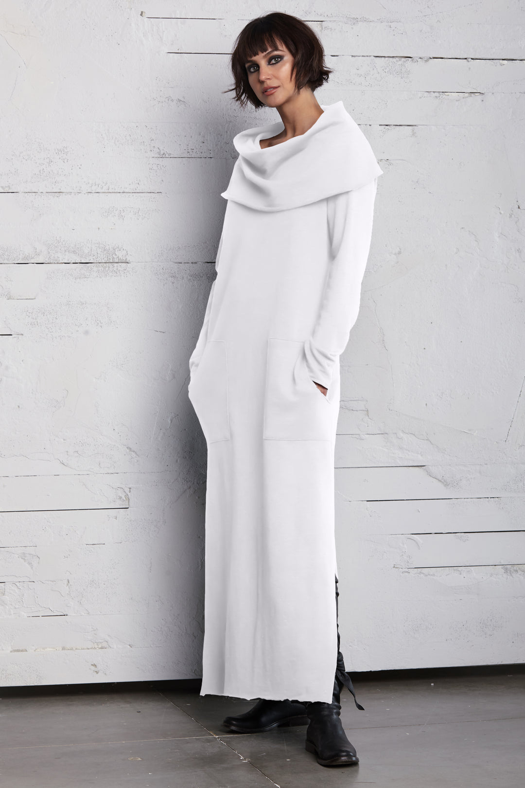 French Terry Long Cowl Dress