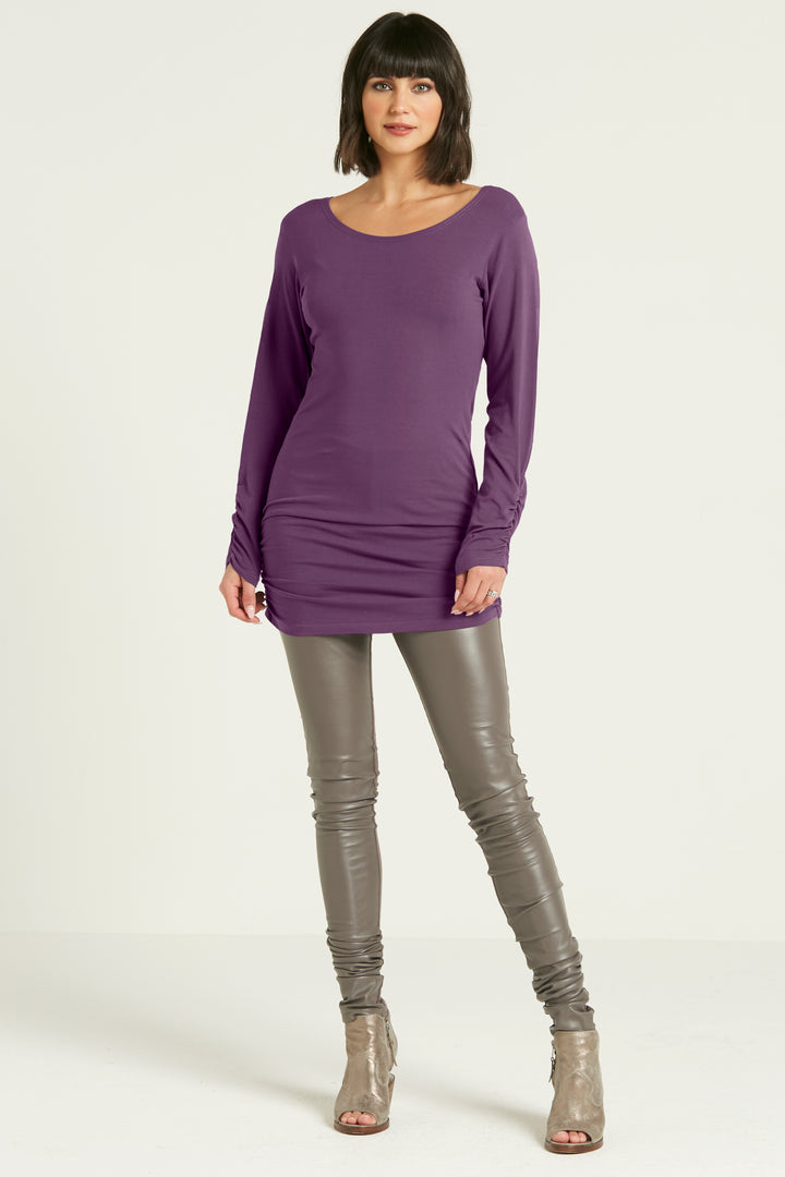 Cotton Lycra  Long Sleeve Ruche Top