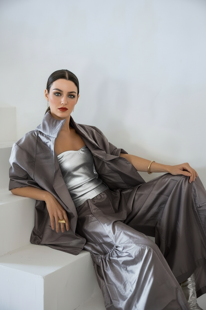 Dupioni Chic Cape - Pewter
