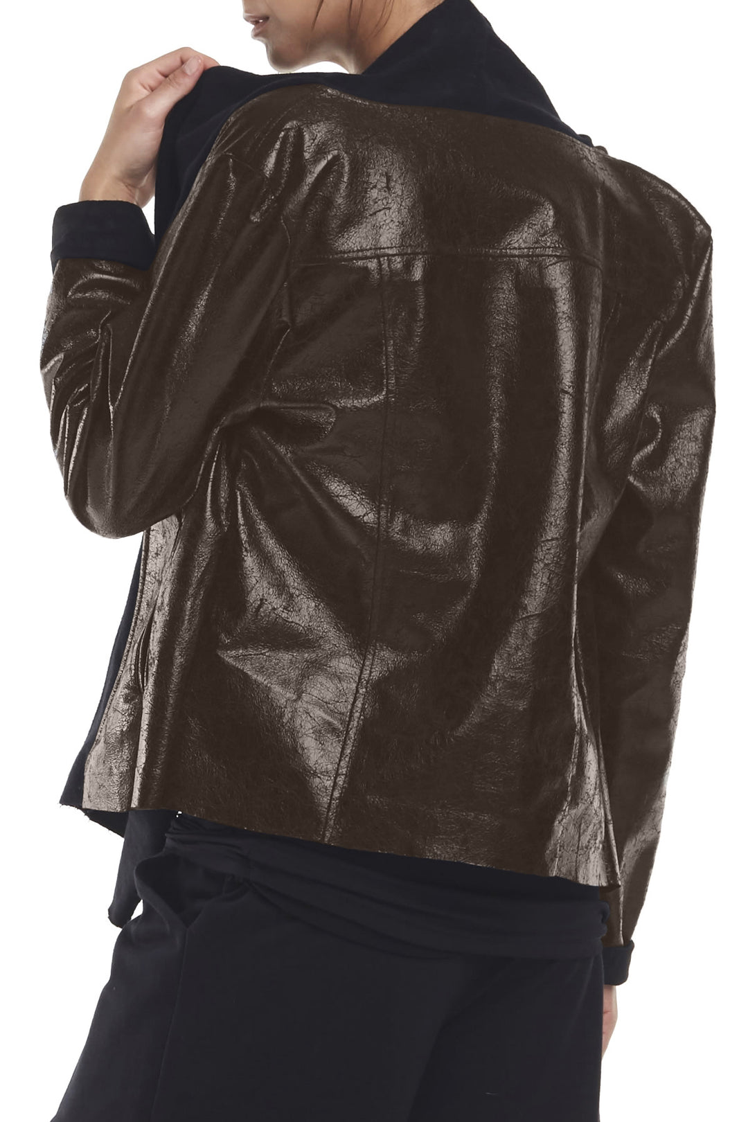 Vegan Leather Distressed Cascade Jacket