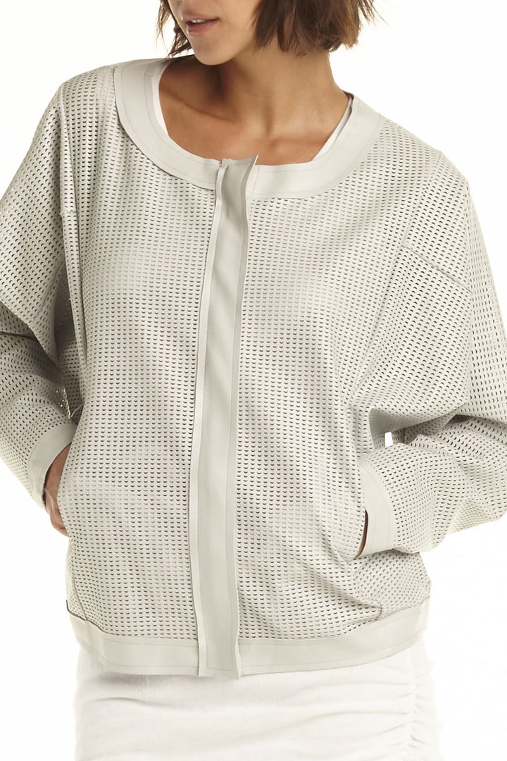 Vegan Leather Half Moon Bomber Jacket