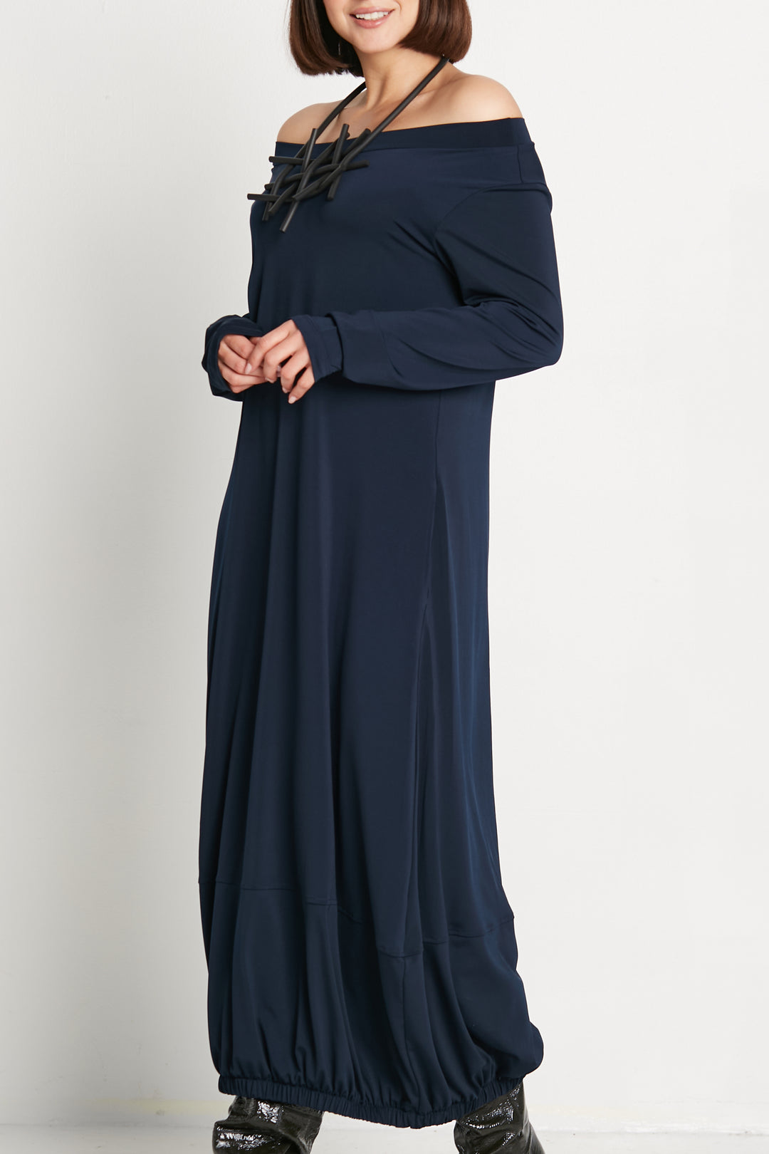 Matte Jersey Long Sleeve Lantern Dress