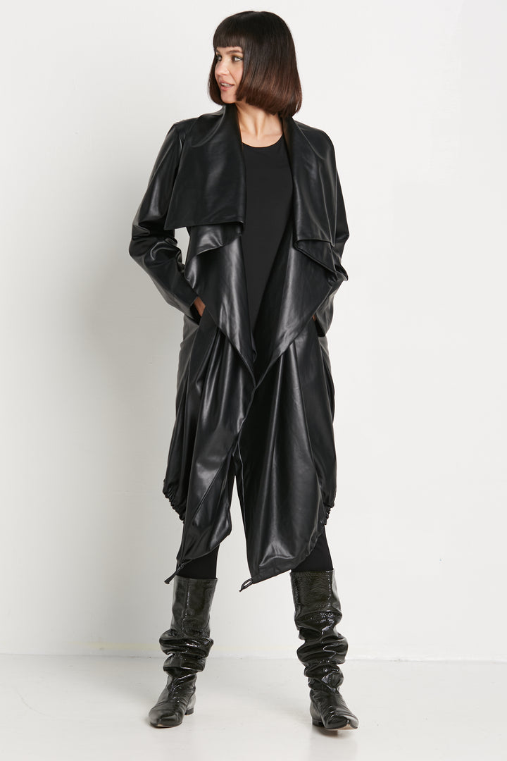 Vegan Leather Cascade Coat