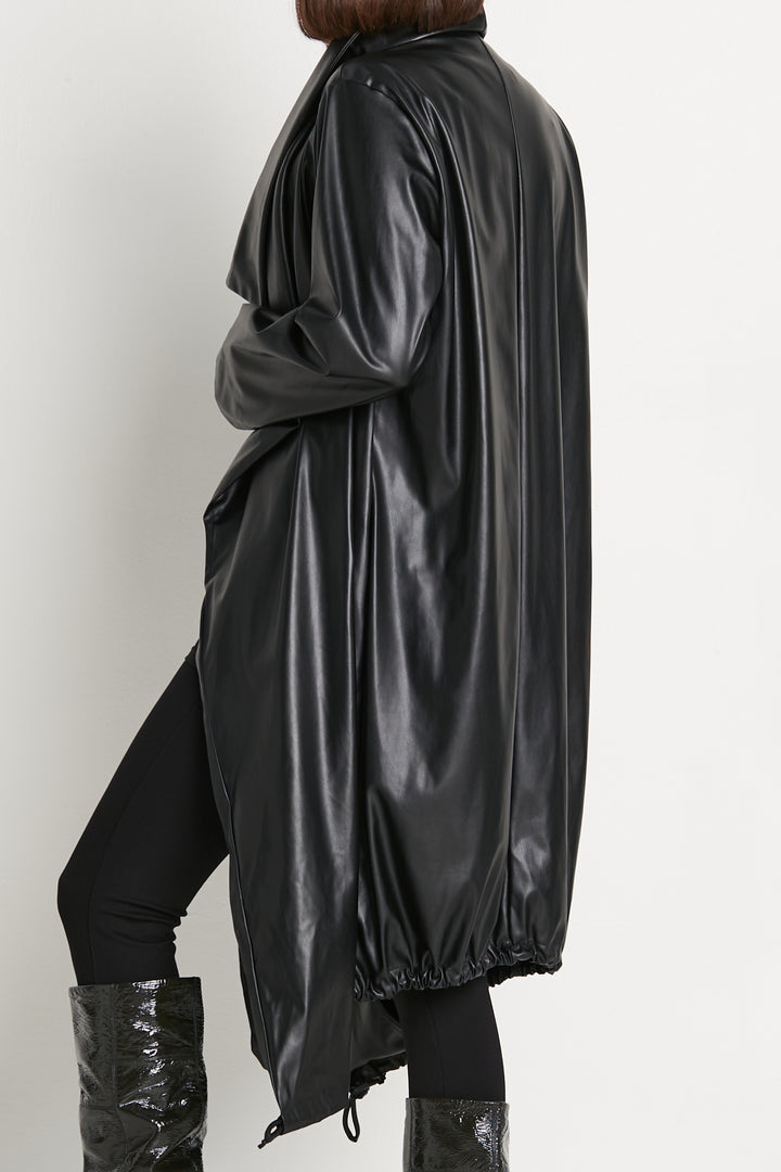 Vegan Leather Cascade Coat