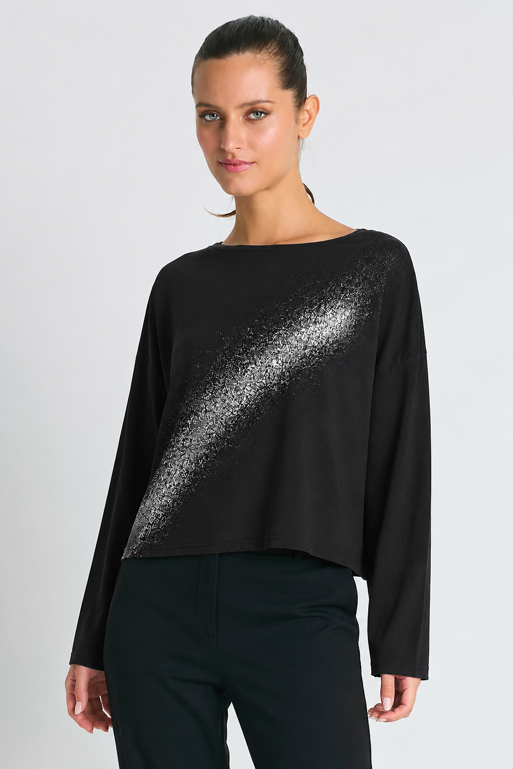 Pima Cotton Mini Bleached Luxury Boxy T-Shirt - Black