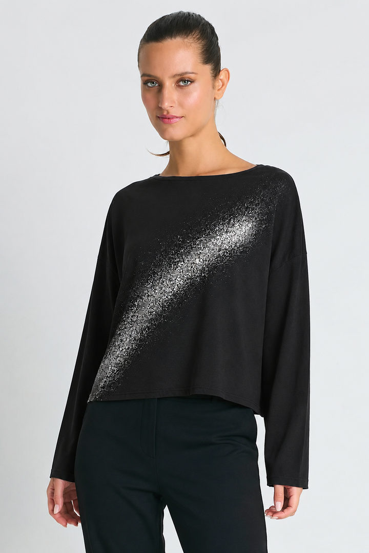 Pima Cotton Mini Bleached Luxury Boxy T-Shirt - Black