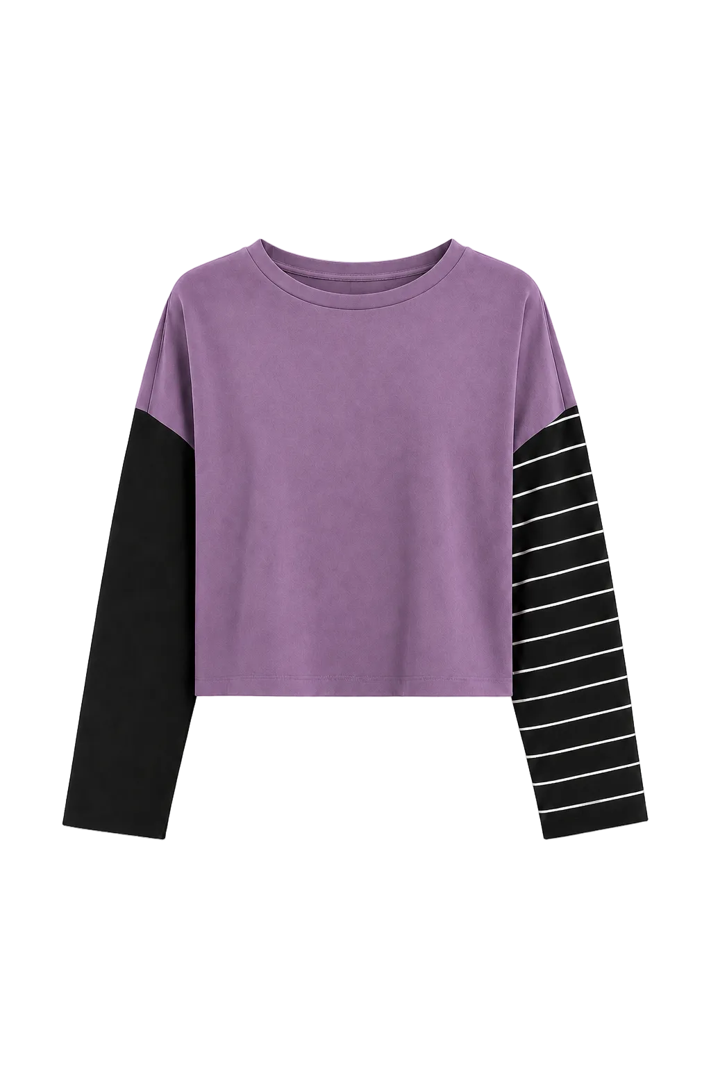 Pima Cotton Mixed Media Mini Luxury Boxy T-Shirt - Amethyst