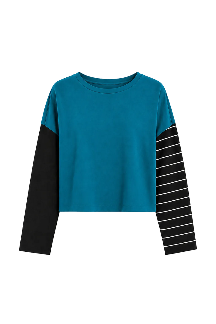 Pima Cotton Mixed Media Mini Luxury Boxy T-Shirt - Galaxy