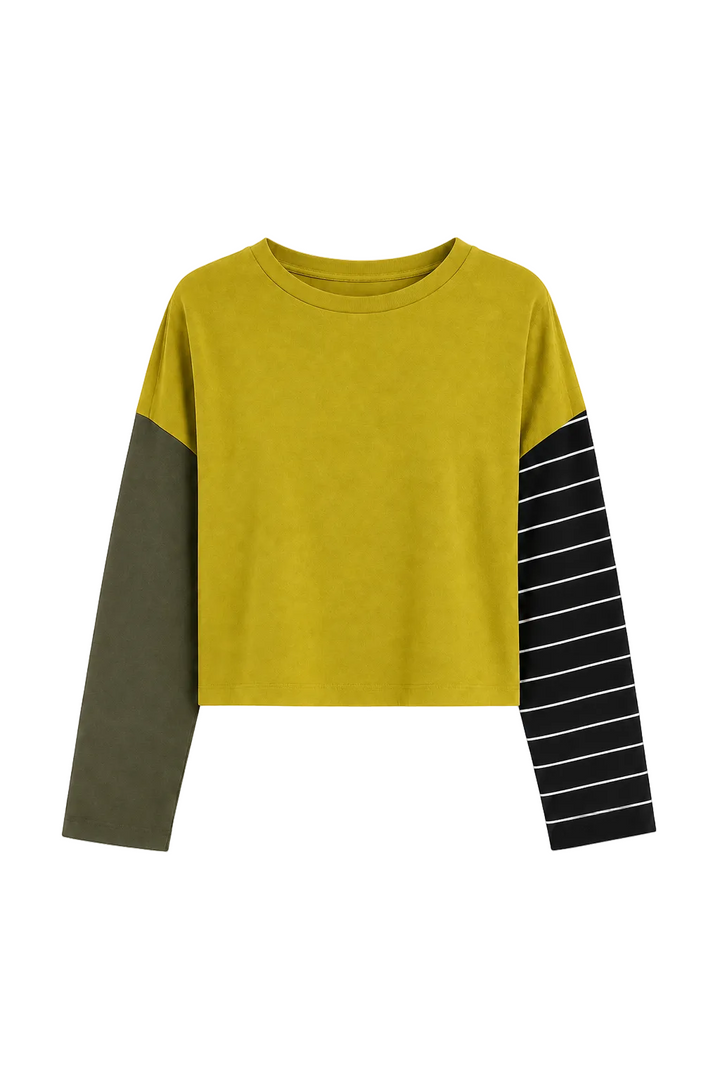 Pima Cotton Mixed Media Mini Luxury Boxy T-Shirt - Guacamole