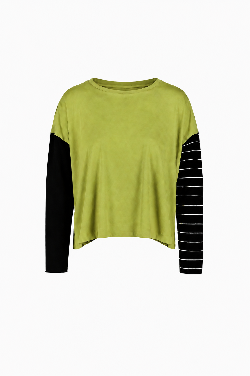 Pima Cotton Mixed Media Mini Luxury Boxy T-Shirt - Pea