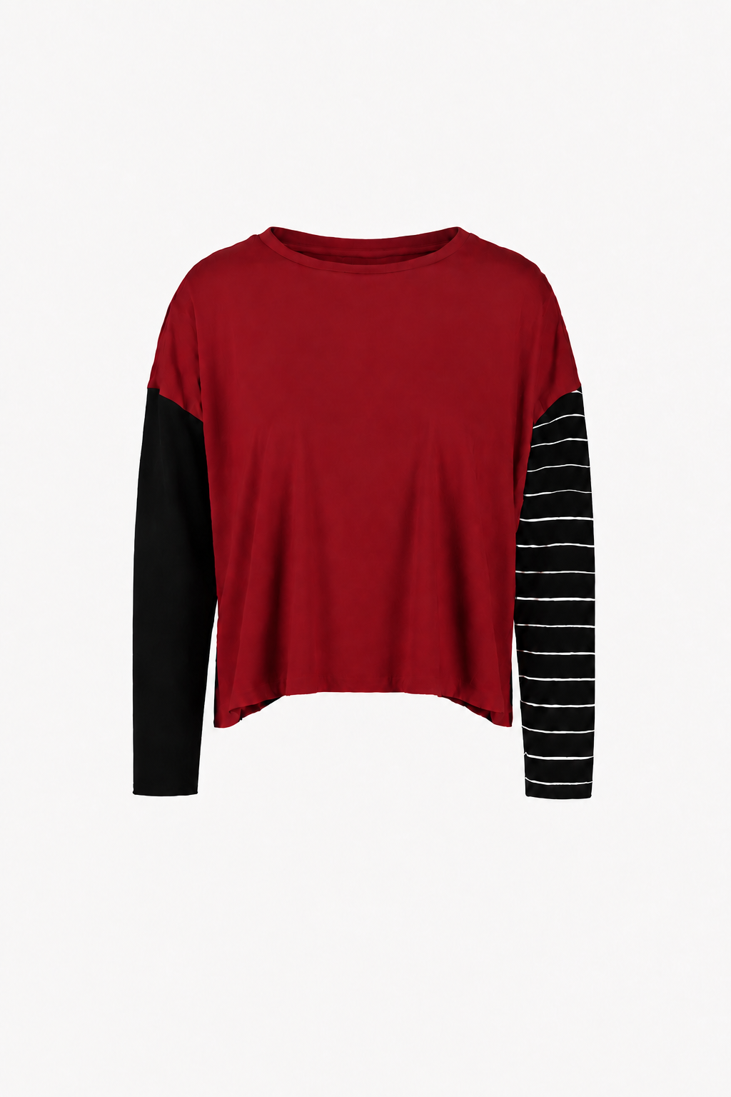 Pima Cotton Mixed Media Mini Luxury Boxy T-Shirt - Ruby