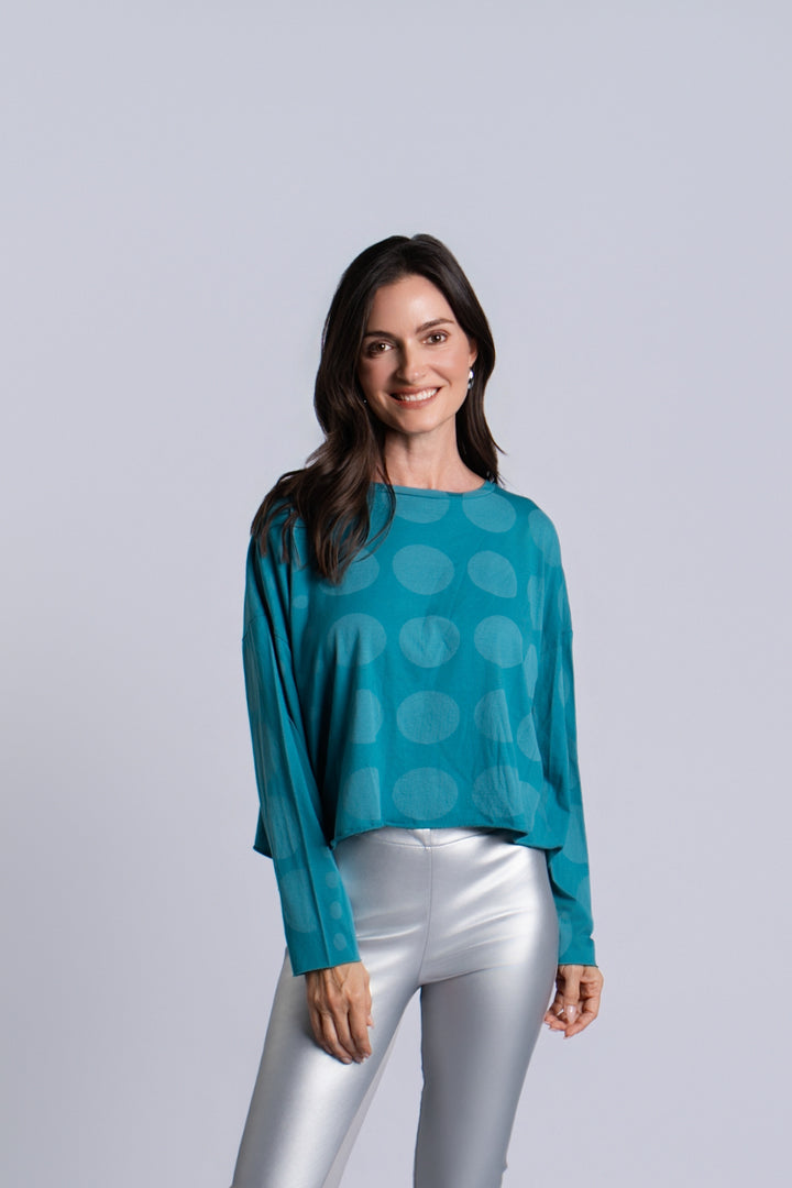 Women's Pima Cotton Circles Mini Luxury Boxy Tee in Galaxy by PLANET