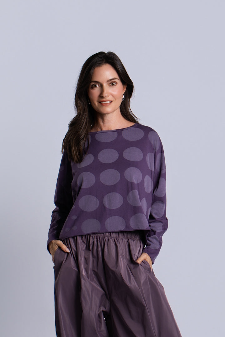 Women's Pima Cotton Circles Mini Luxury Boxy Tee in Amethyst by PLANET
