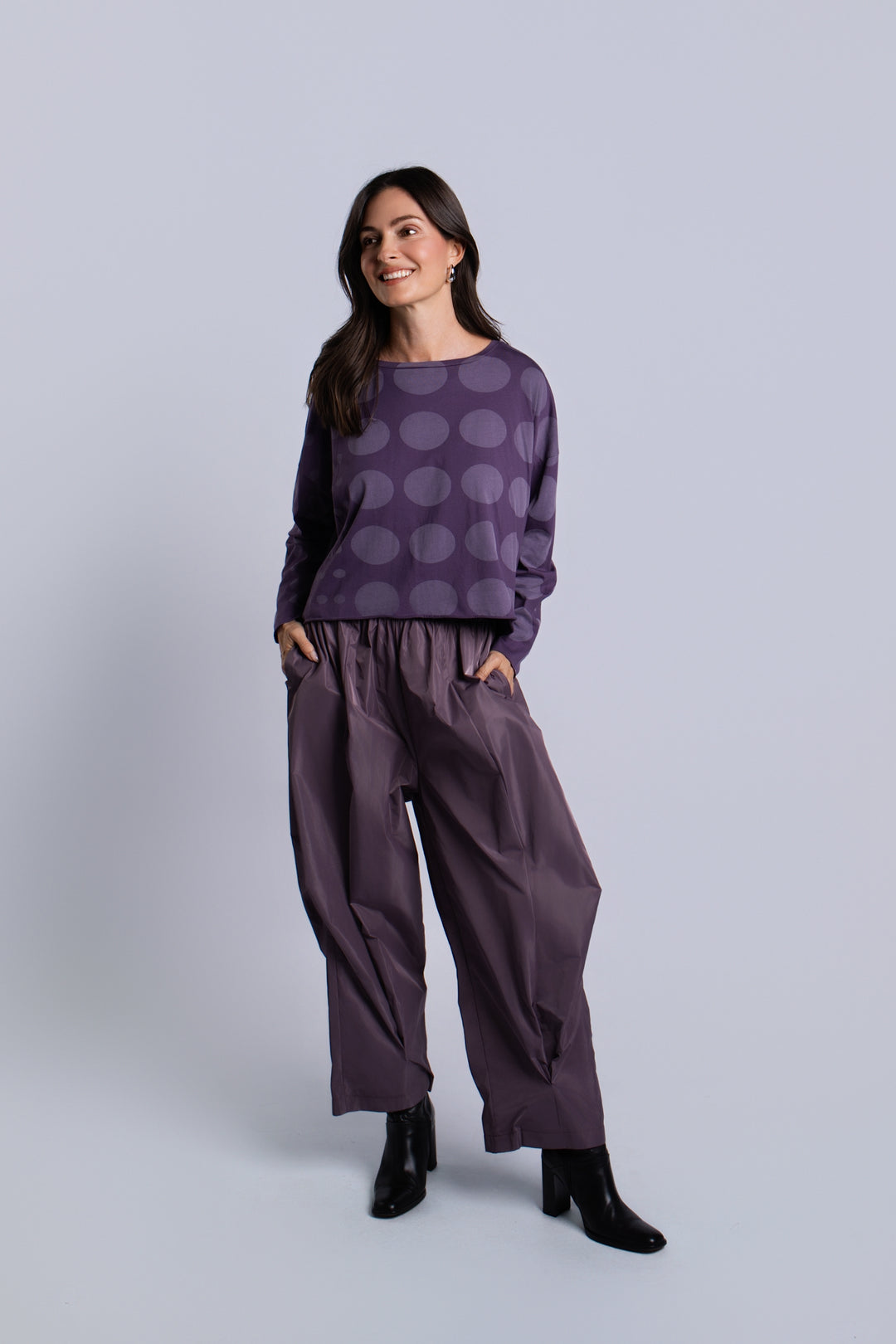 Women's Nylon Parachute Pants in Amethyst by PLANET