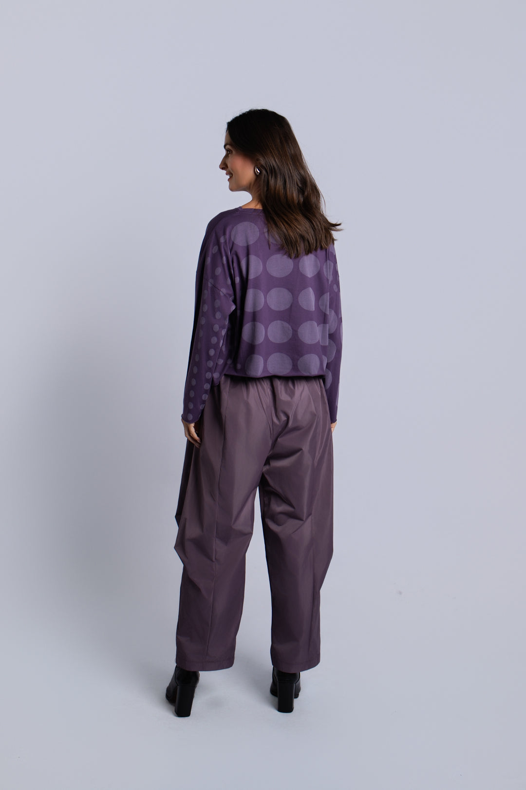 Women's Nylon Parachute Pants in Amethyst by PLANET, alternate view 2