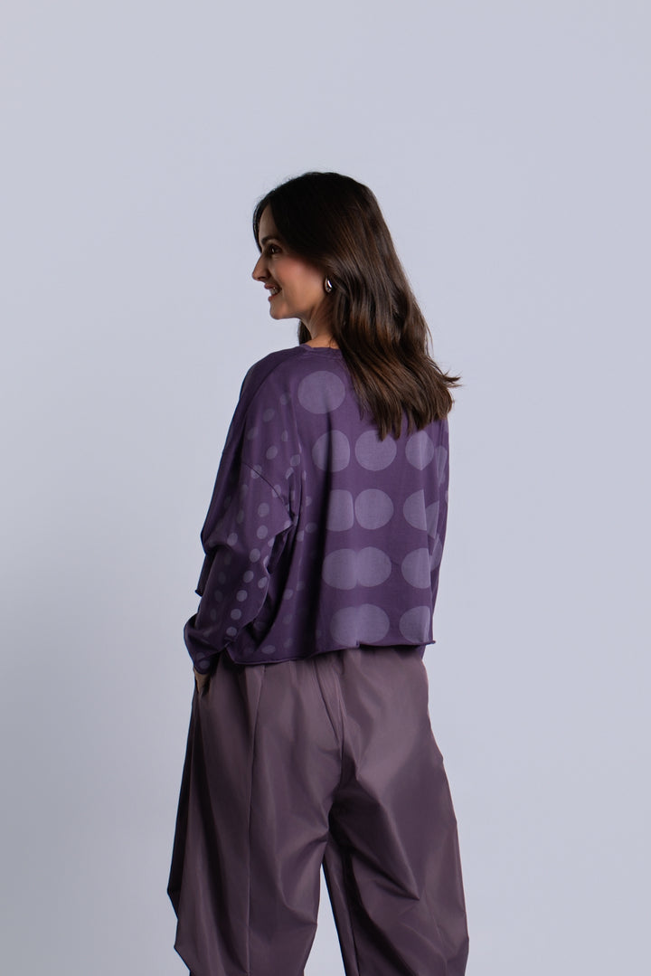 Women's Pima Cotton Circles Mini Luxury Boxy Tee in Amethyst by PLANET, alternate view 3