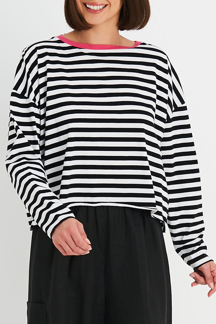 Pima Cotton Border Stripe Mini Luxury Boxy T