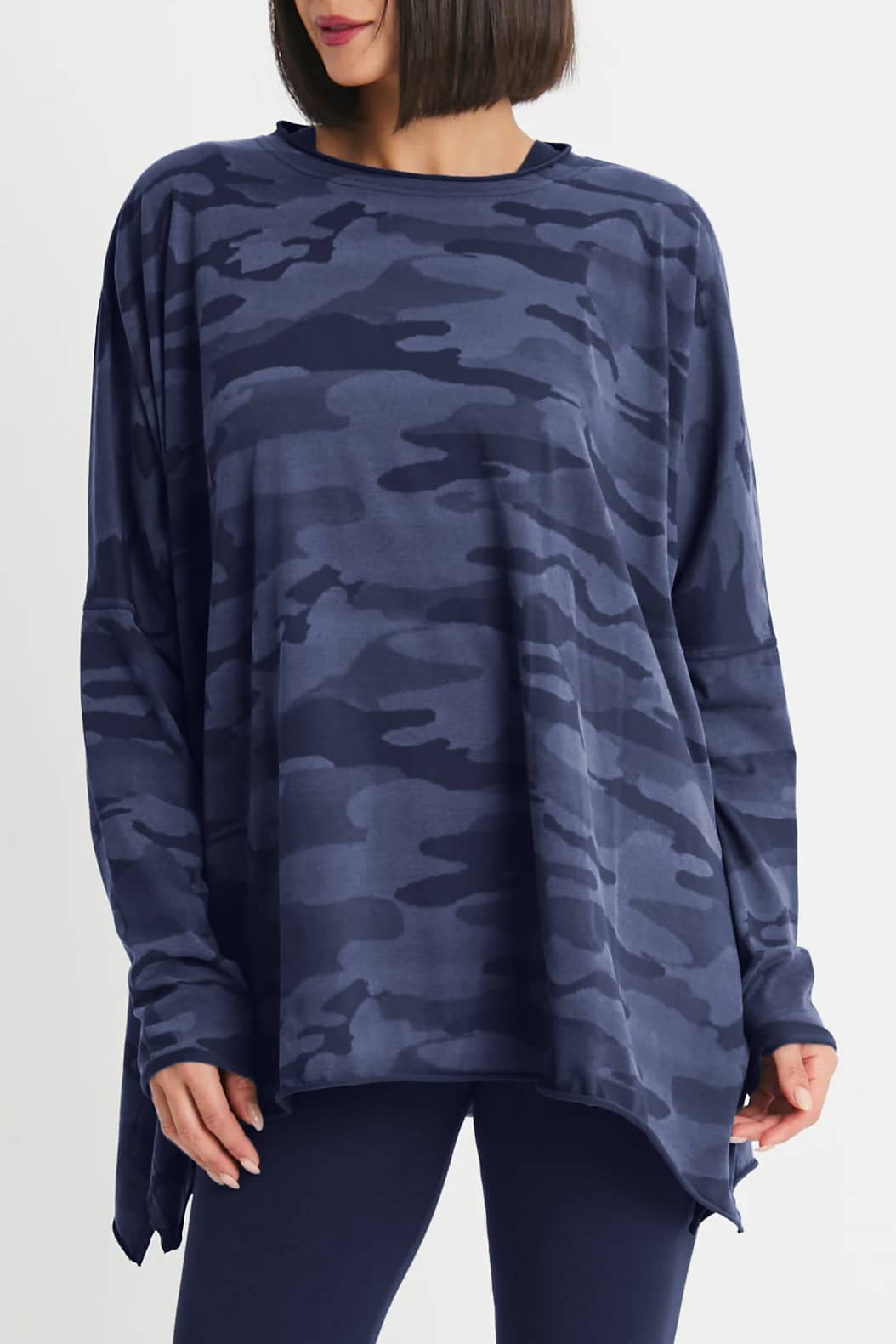 Pima Cotton Camo Oversized Crew Swing Tee - Midnight