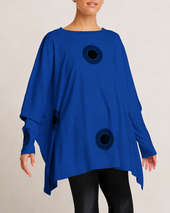 Pima Cotton Spotlight Oversized Crew Swing Tee - Royal