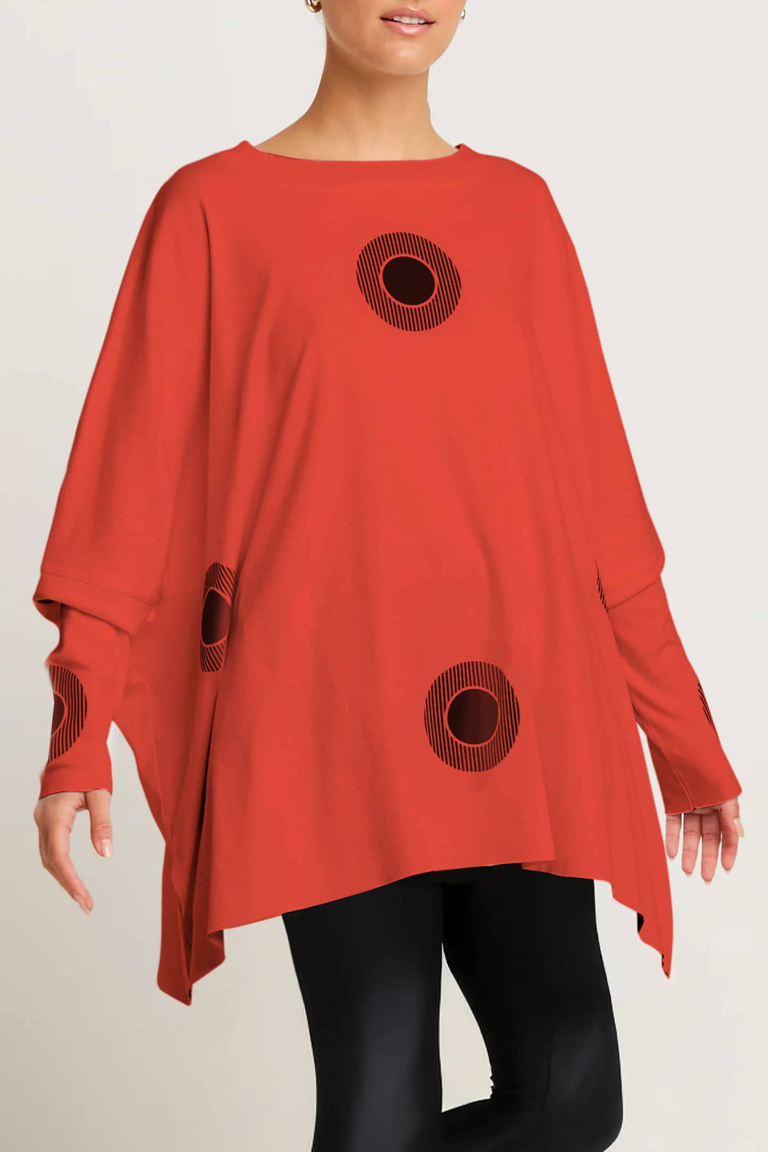 Pima Cotton Spotlight Oversized Crew Swing Tee - Cherry