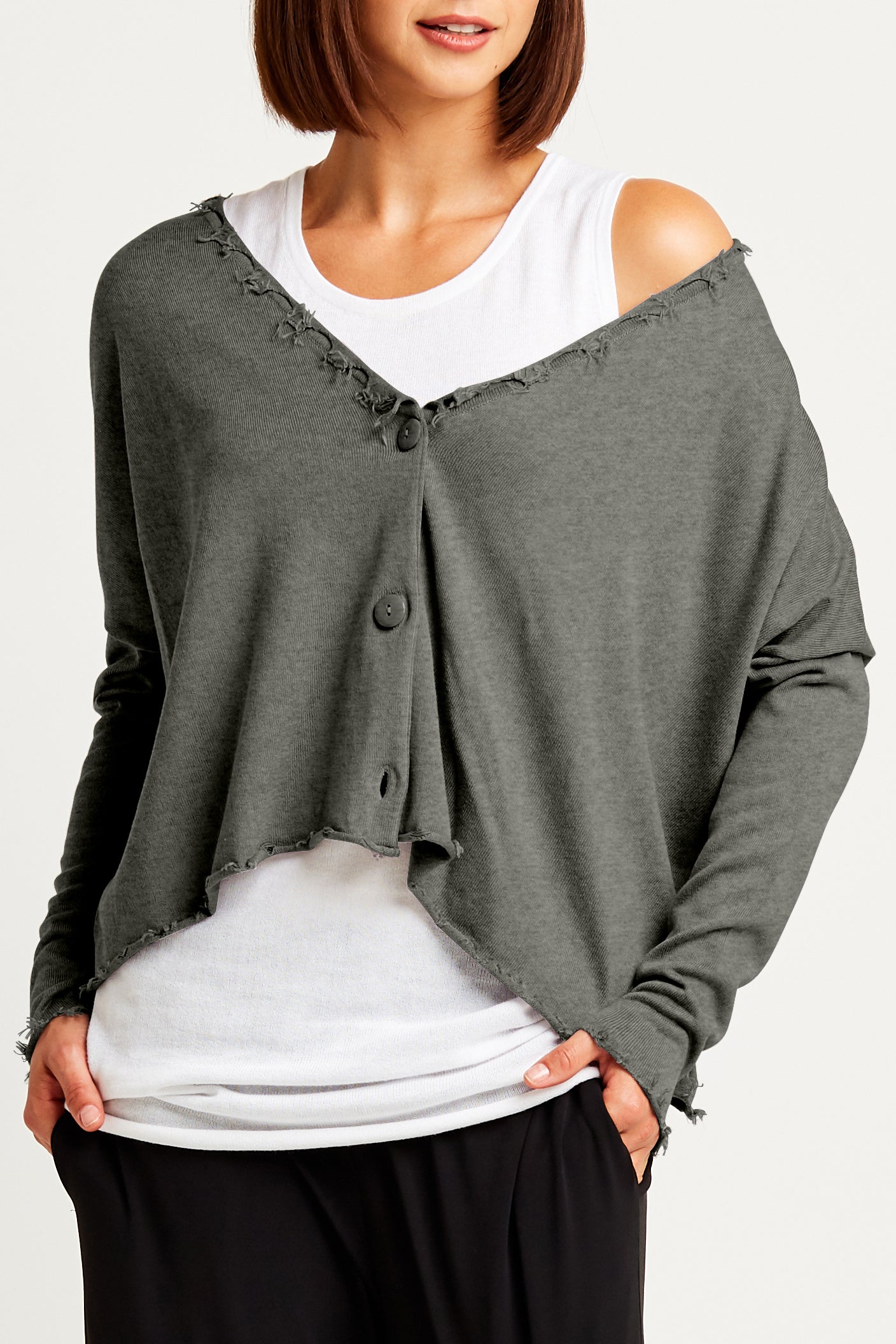 Pima Cotton Tattered Cardigan PLANET by Lauren G