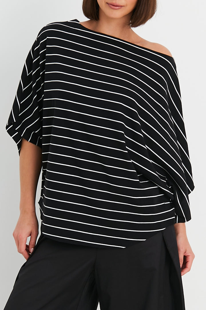 Pima Cotton Striped Bateau Tee