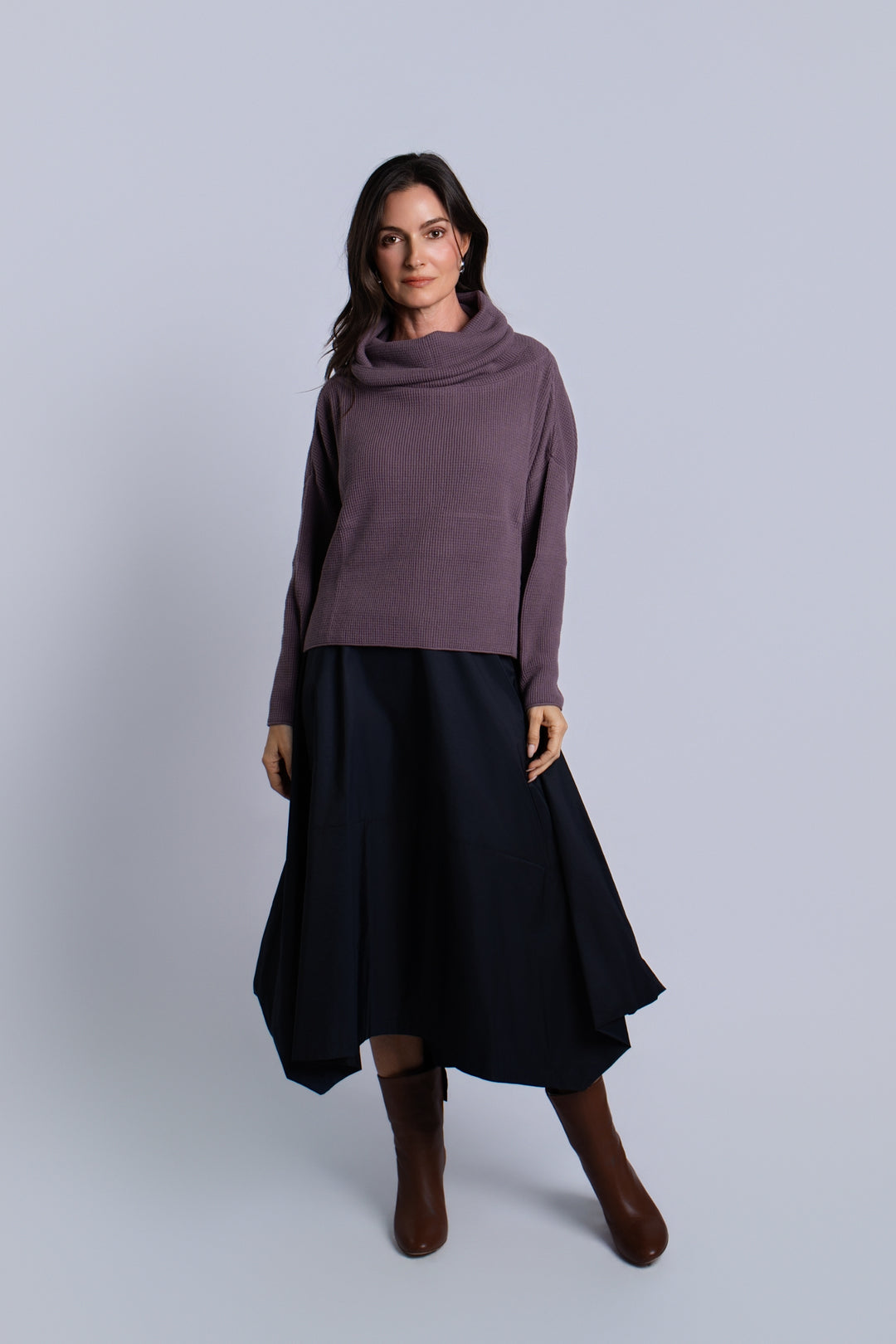 Women's Pima Cotton Thermal Cowl Sweater in Amethyst by PLANET
