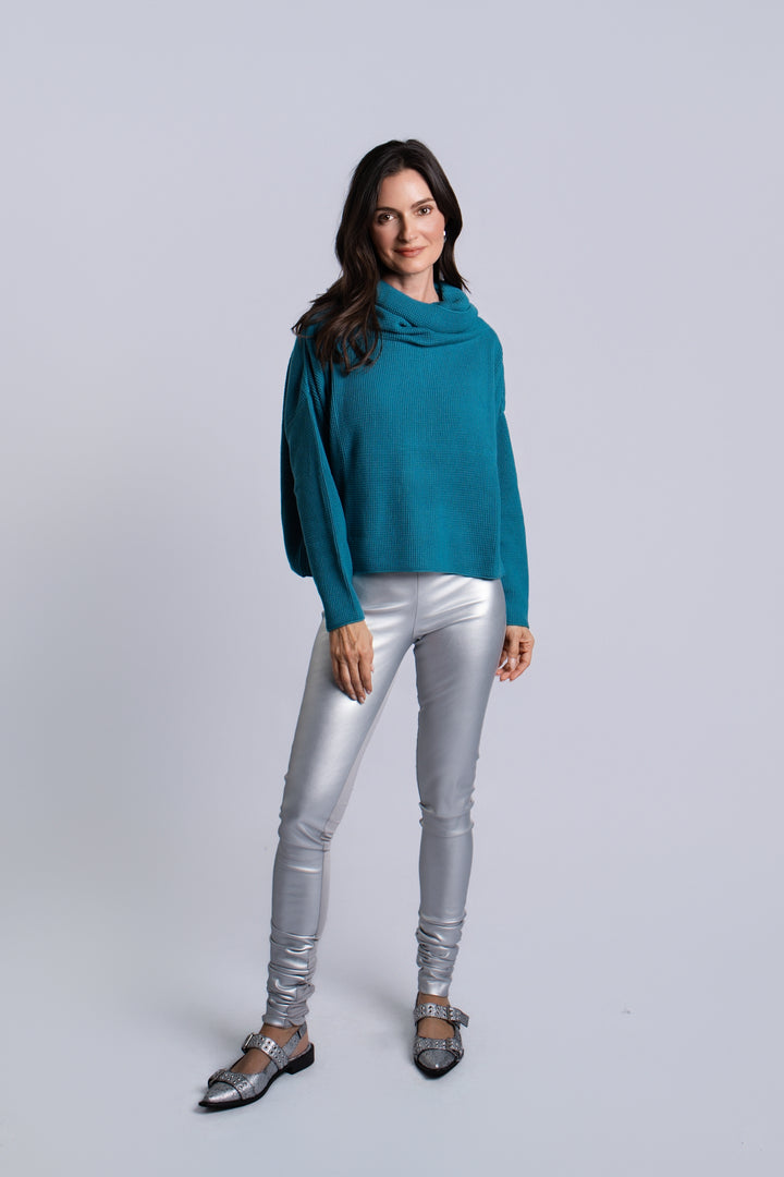 Vegan Leather Sexy Leggings - Silver