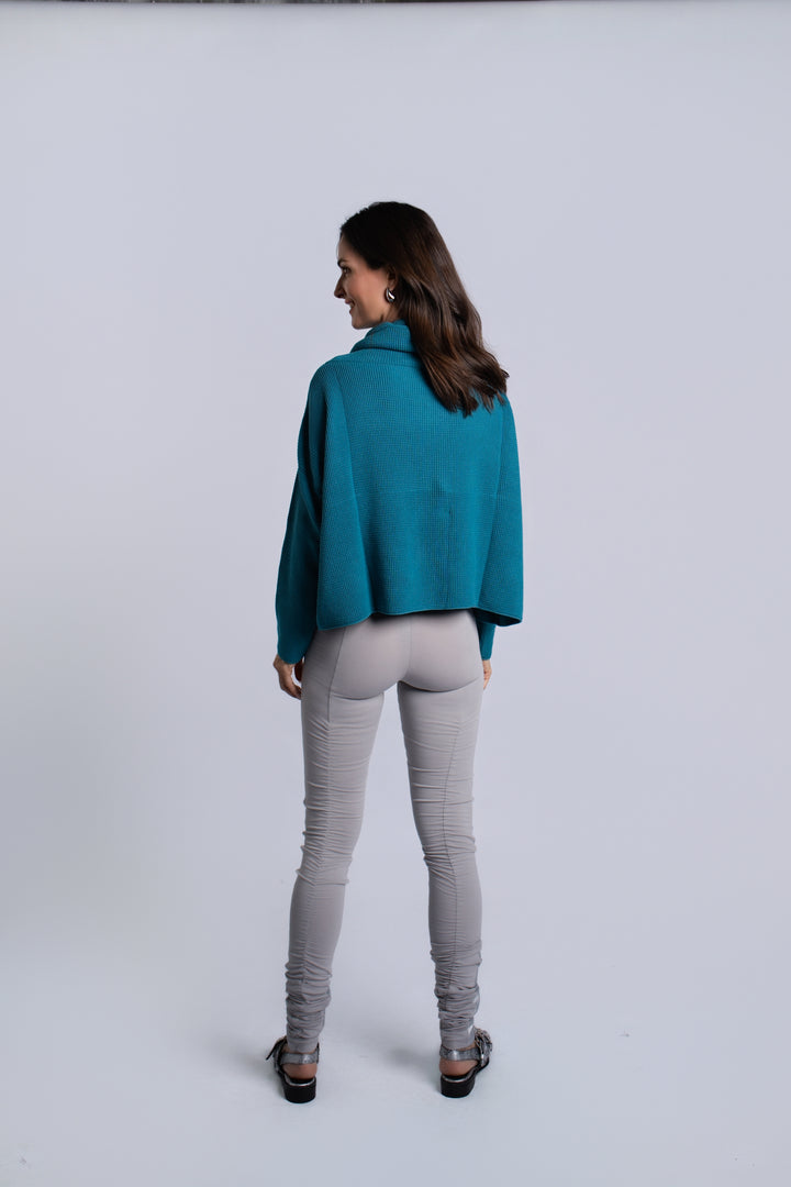 Women's Pima Cotton Thermal Cowl Sweater in Galaxy by PLANET, alternate view 3