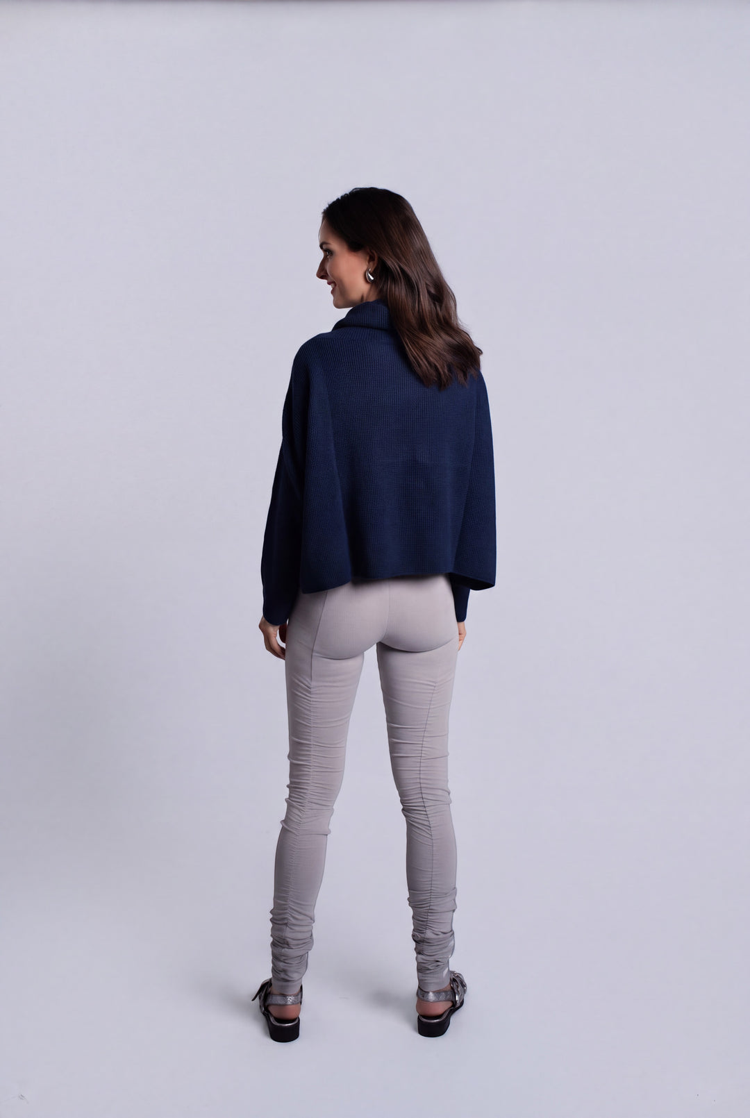 Pima Cotton Thermal Cowl Sweater - Midnight