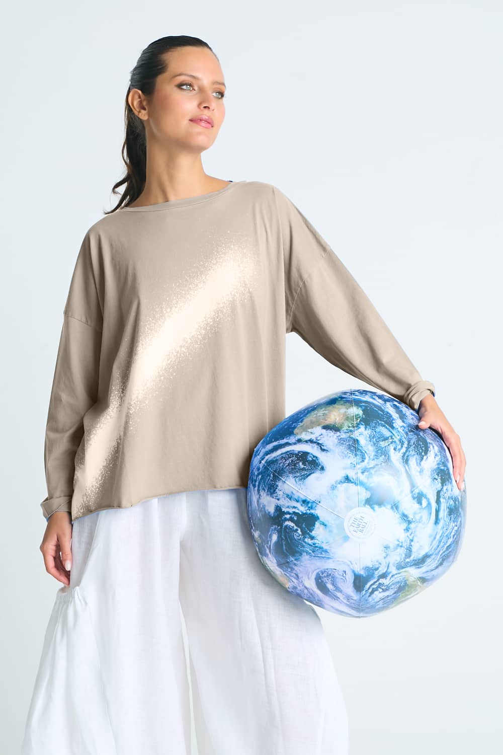Pima Cotton Bleached Luxury Boxy T-Shirt - Fawn