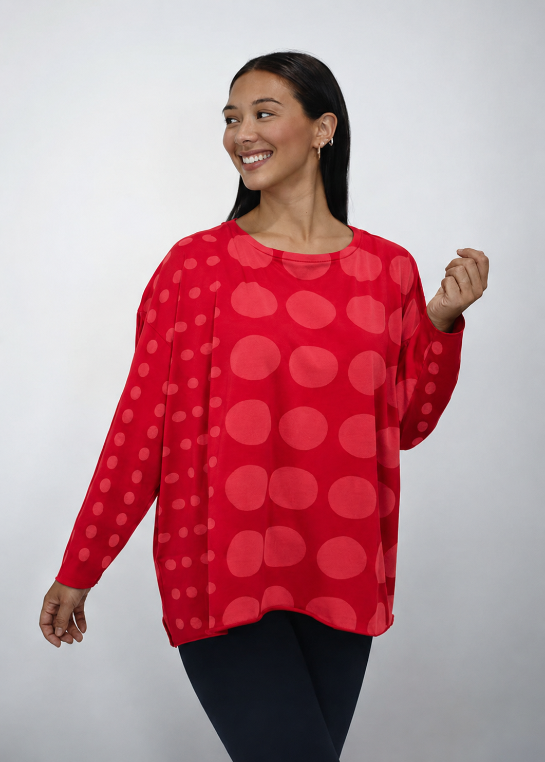 Pima Cotton Circles Luxury Boxy Tee - Chili
