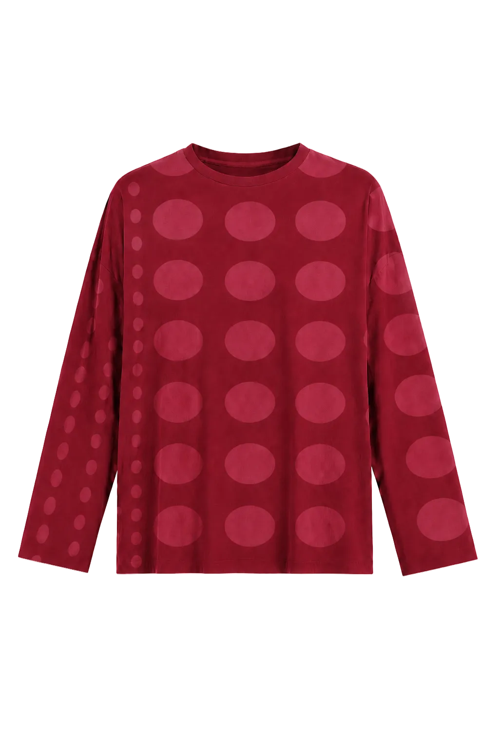 Pima Cotton Circles Luxury Boxy Tee - Ruby