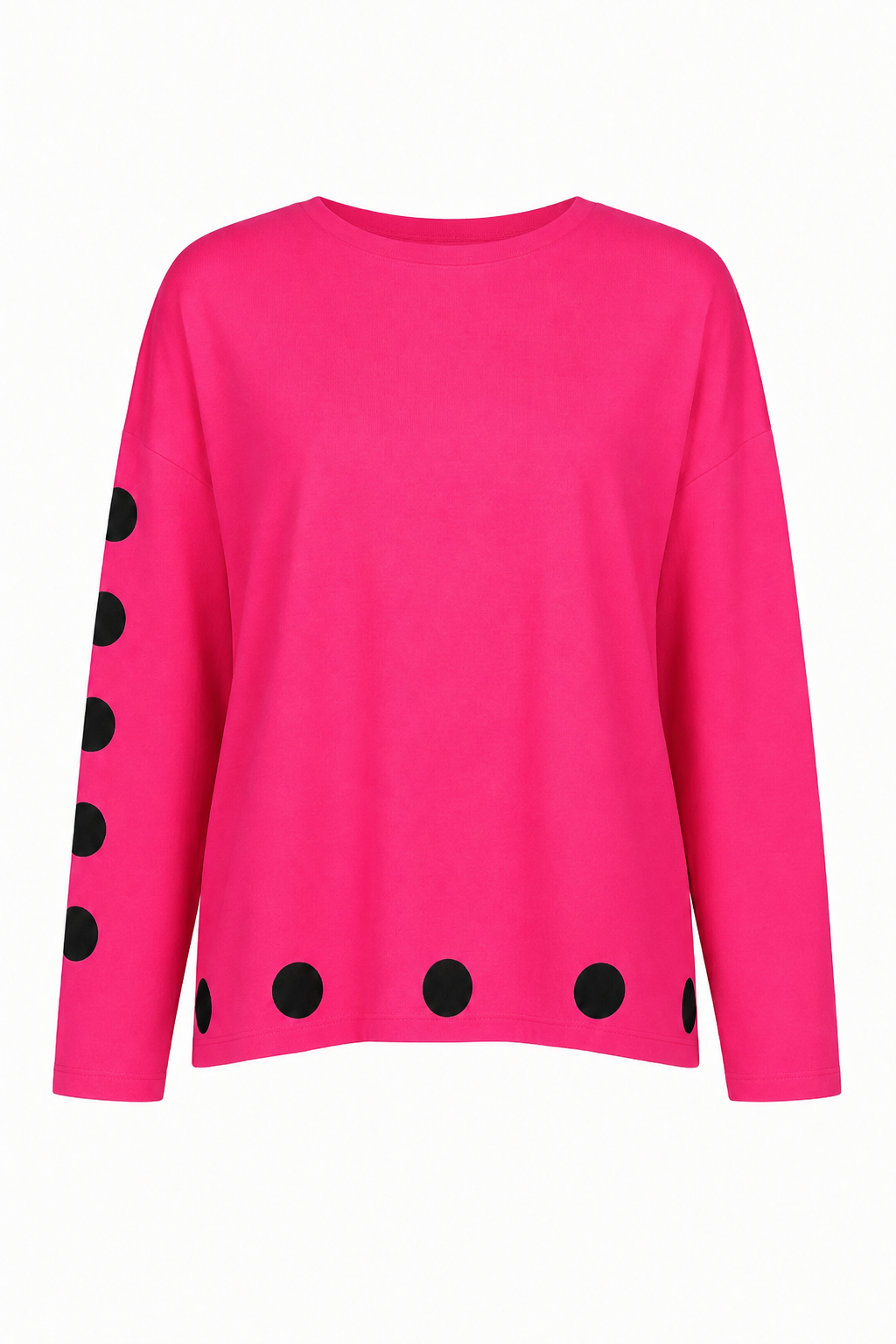 Pima Cotton Polka Dot Luxury Boxy T - Lipstick/Black