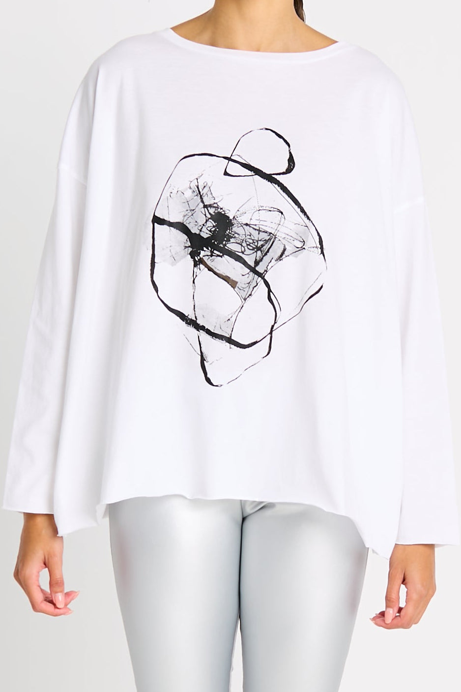 Pima Cotton "Scribble" Luxury Boxy Tee