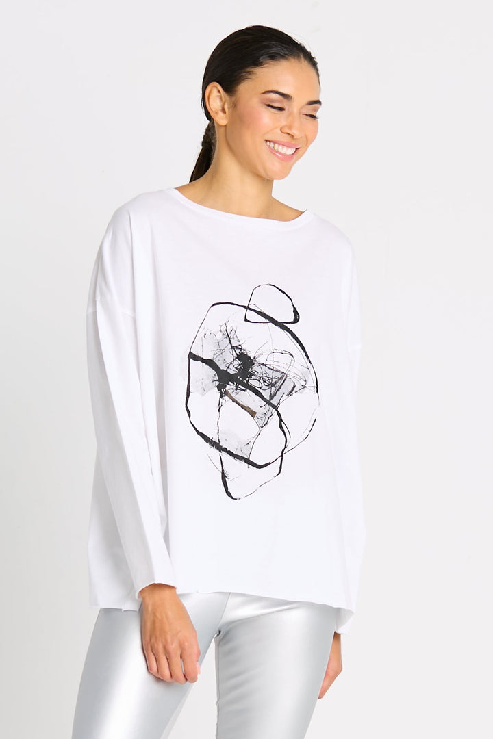 Pima Cotton "Scribble" Luxury Boxy Tee