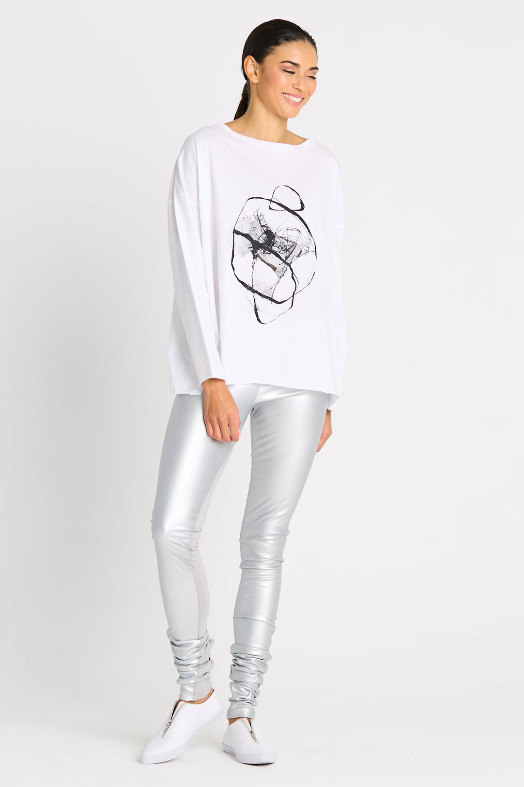 Pima Cotton "Scribble" Luxury Boxy Tee