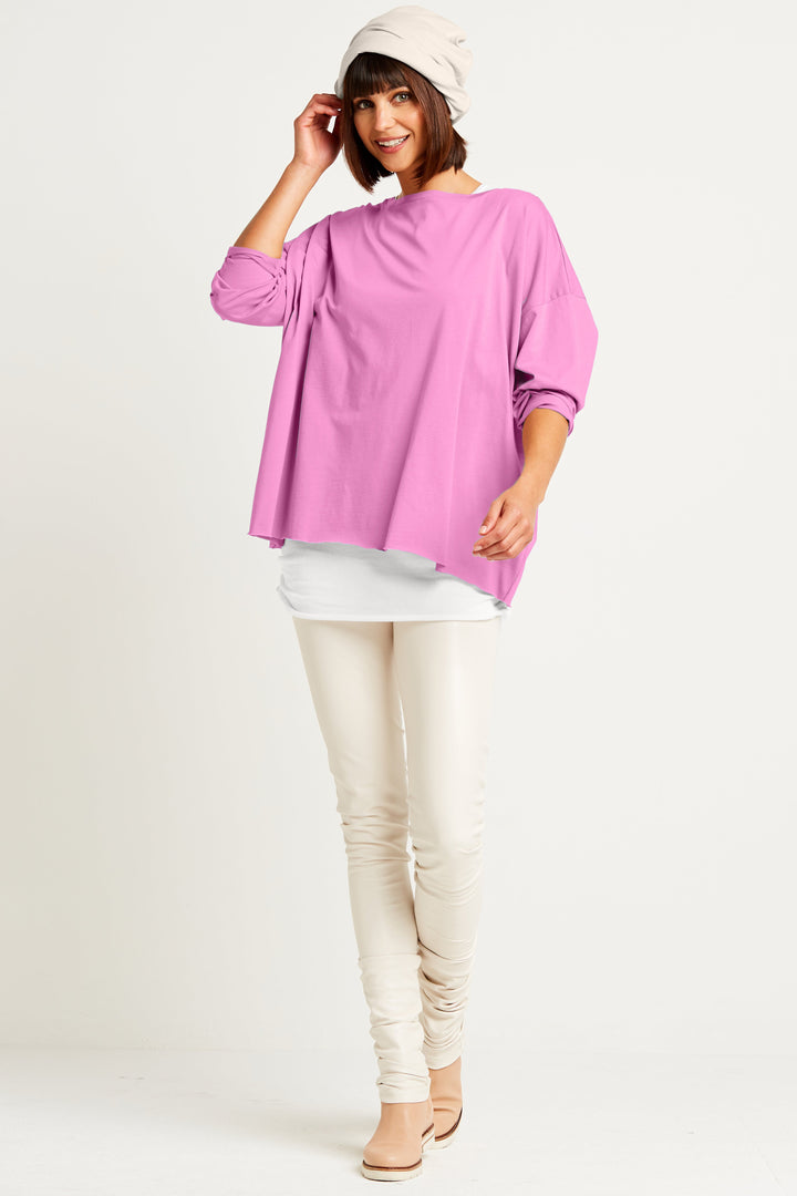 Pima Cotton Luxury Boxy T-Shirt - Peony