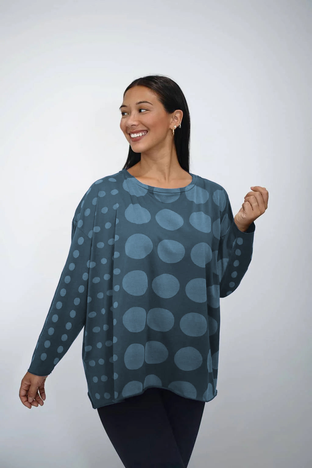 Pima Cotton Circles Luxury Boxy Tee - Vapor