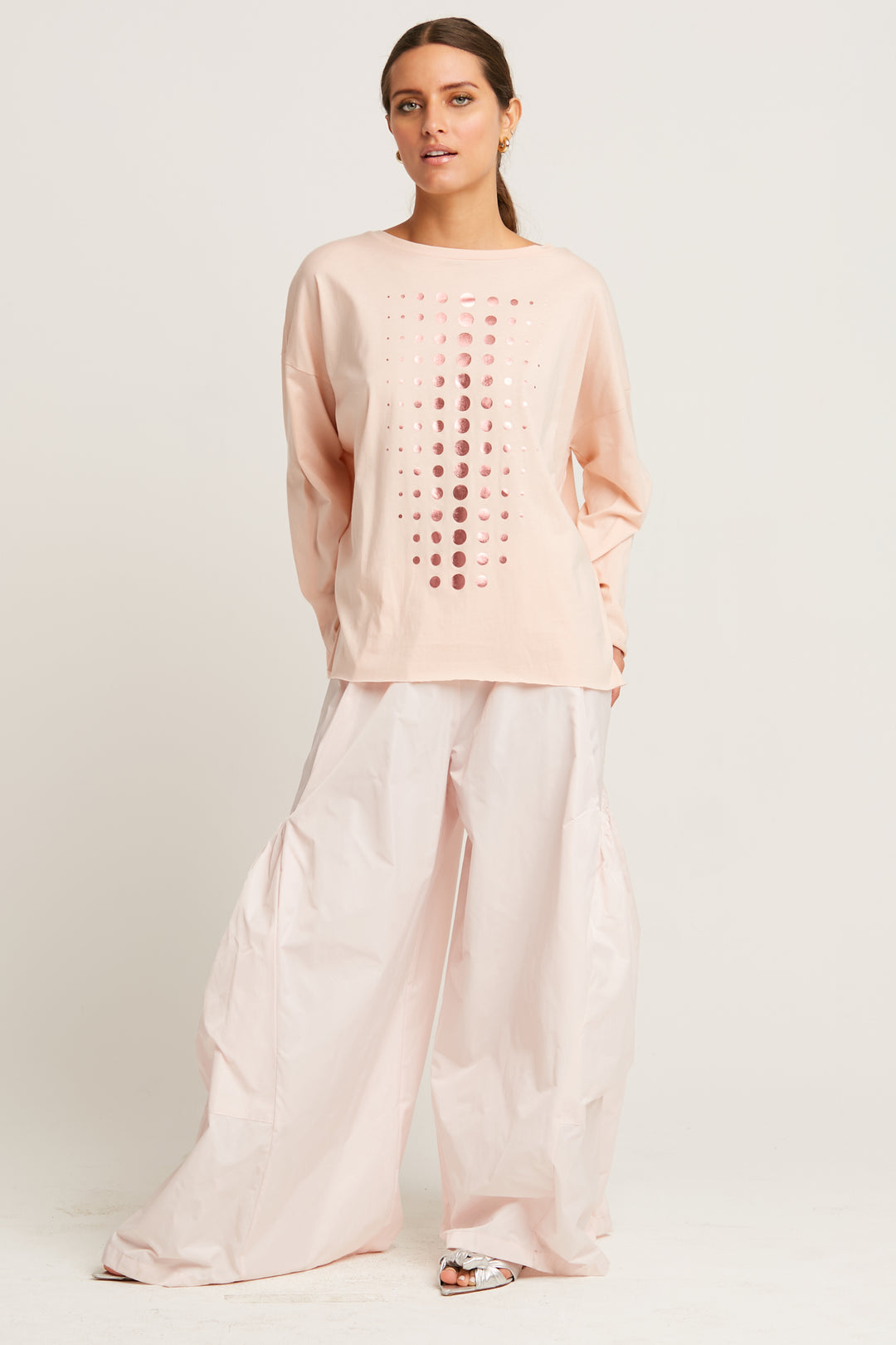 Pima Cotton Metallic Dot Dot Dot Luxury Boxy T