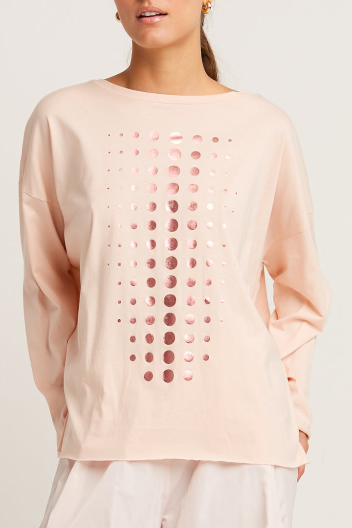 Pima Cotton Metallic Dot Dot Dot Luxury Boxy T