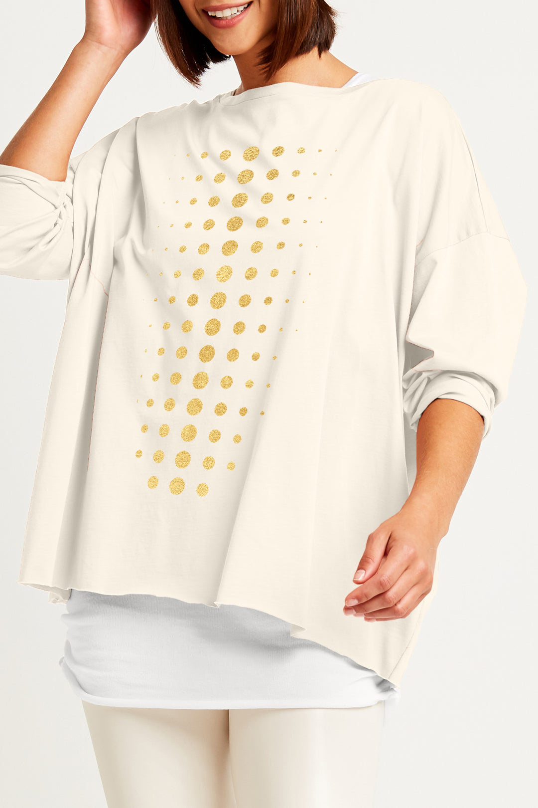 Pima Cotton Metallic Dot Dot Dot Luxury Boxy T