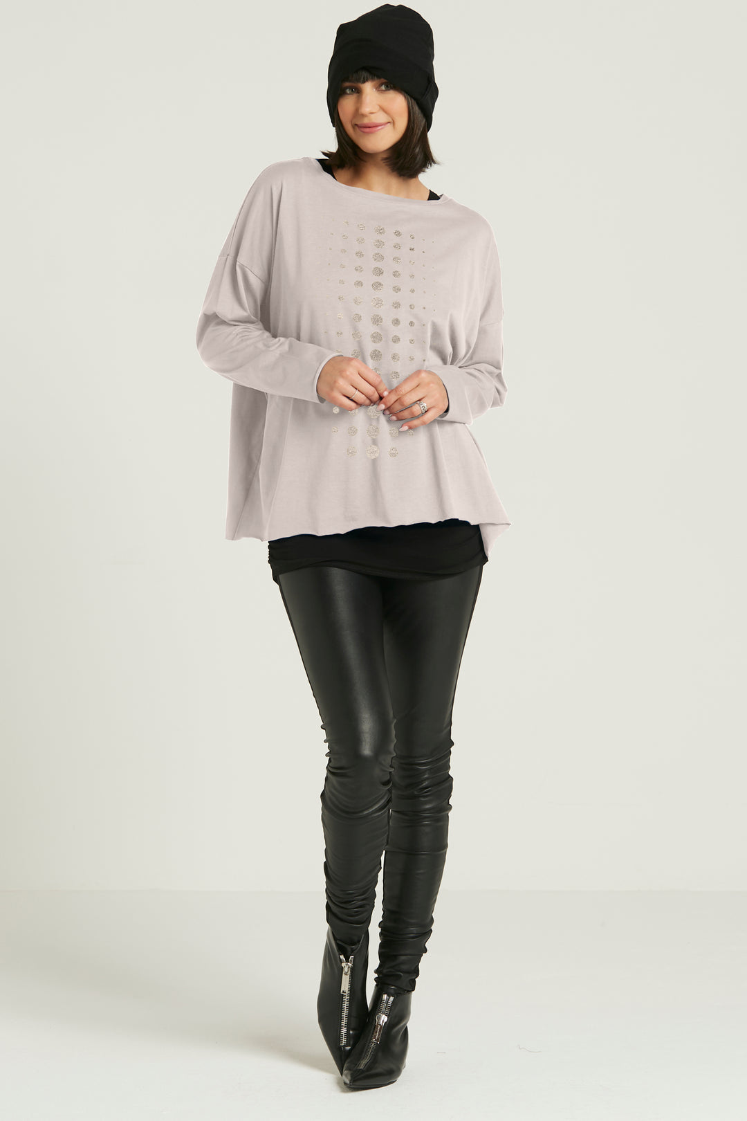 Pima Cotton Metallic Dot Dot Dot Luxury Boxy T