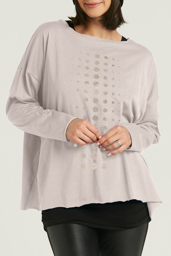 Pima Cotton Metallic Dot Dot Dot Luxury Boxy T