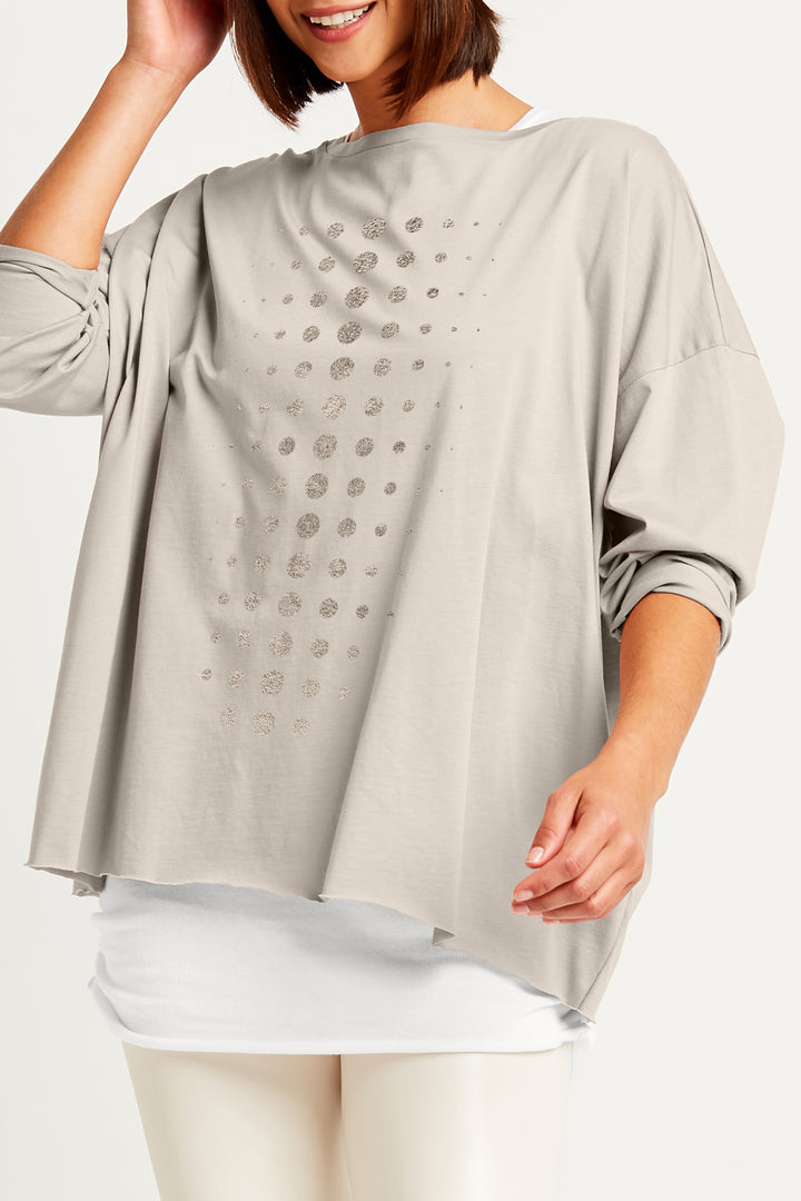 Pima Cotton Metallic Dot Dot Dot Luxury Boxy T